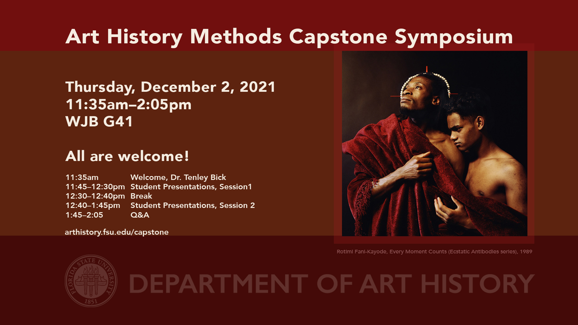 Flyer for Art History Capstone Symposium December 2, 2021