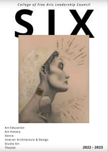 The cover of six magazine features the sepia portrait of a woman. 