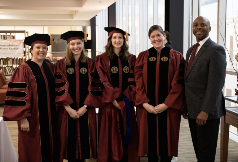 Art History PhD recipients with College of Fine Arts Dean James Frazier, spring 2022