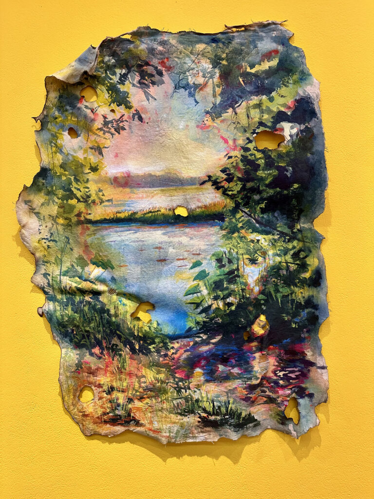 there is a picture of a painting on the wall of a house